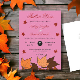 Rückgang der Liebe Elegante rosa Blätter Hochzeit  Einladung