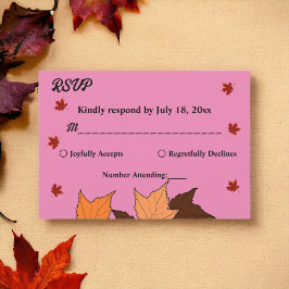 Rückgang der Liebe Elegante rosa Blätter Hochzeit  RSVP Karte