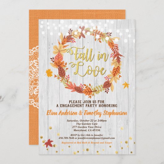 Rückgang der Liebe Engagement Partei Kranz rustika Einladung (Vorne/Hinten)