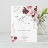 Rückgang der Liebe Fall Floral Burgund Brautparty Einladung (Stehend Vorderseite)