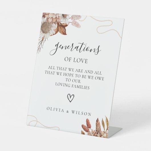 Rückgang der Liebe | Generationen von Signaturen f Sockelschild (Vorderseite)