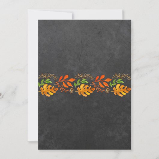 Rückgang der Liebe Gold Blätter Kalkboard Brautpar Einladung (Rückseite)