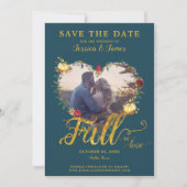 Rückgang der Liebe Gold Burgund Floral Einladung (Vorderseite)