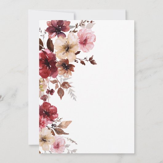 Rückgang der Liebe Gold Maroon Rosa Brautparty Einladung (Rückseite)