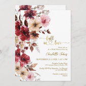 Rückgang der Liebe Gold Maroon Rosa Brautparty Einladung (Vorne/Hinten)