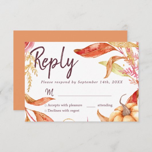 Rückgang der Liebe Golden Folies Herbst Orange UAW Einladung (Vorne/Hinten)