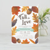 Rückgang der Liebe Herbst Blätter braunes Brautpar Einladung (Stehend Vorderseite)