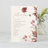 Rückgang der Liebe Herbst Blätter Creme Baby Dusch Einladung (Stehend Vorderseite)