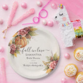 Rückgang der Liebe Herbst Blätter Pumpkin-Brautpar Pappteller (Party)