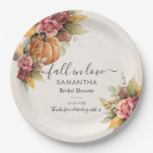 Rückgang der Liebe Herbst Blätter Pumpkin-Brautpar Pappteller (Vorderseite)