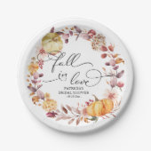 Rückgang der Liebe Herbst Blätter Pumpkin-Brautpar Pappteller (Vorderseite)