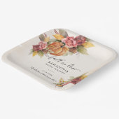 Rückgang der Liebe Herbst Blätter Pumpkin-Brautpar Pappteller (Gewinkelt)