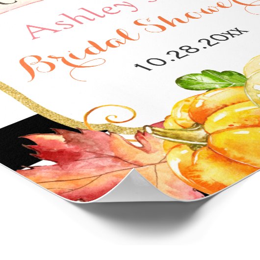 Rückgang der Liebe Herbst Blätter Pumpkin-Brautpar Poster (Ecke)