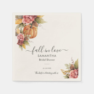 Rückgang der Liebe Herbst Blätter Pumpkin-Brautpar Serviette