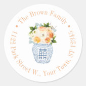 Rückgang der Liebe Herbst Blume Blaue Rücksendeadr Runder Aufkleber (Vorderseite)