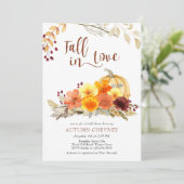 Rückgang der Liebe Herbst Blume Brautparty Einladung (Stehend Vorderseite)