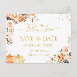 Rückgang der Liebe Herbst Gold Boho Floral Save th Postkarte