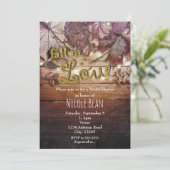 Rückgang der LIEBE Herbst lässt rustikales Brautpa Einladung (Stehend Vorderseite)