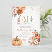Rückgang der Liebe Herbst Orange Floral Engagement Einladung (Stehend Vorderseite)