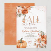 Rückgang der Liebe Herbst Orange Floral Engagement Einladung (Vorne/Hinten)