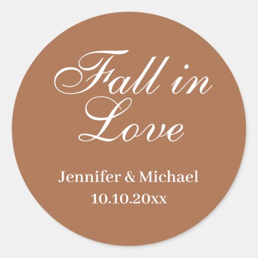 Rückgang der Liebe, Herbstbraun-Hochzeitsskript Runder Aufkleber (Vorderseite)