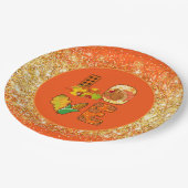 Rückgang der Liebe Herbstfarbe - Farbe anpassen Pappteller (Schrägansicht)