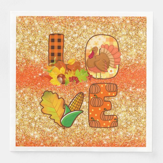 Rückgang der Liebe Herbstfarbe - Farbe anpassen Serviette (Vorderseite)