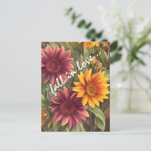 Rückgang der Liebe Hübsch Herbst Blume Blühen Postkarte (Stehend Vorderseite)