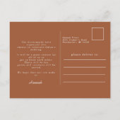 Rückgang der Liebe Kalligrafie Terracotta Brautpar Postkarte (Rückseite)