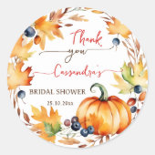 Rückgang der Liebe Kürbiskürbis Blätter Kranz Brau Runder Aufkleber (Vorderseite)