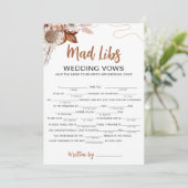 Rückgang der Liebe | Mad libs Brautparty Game Card Einladung (Stehend Vorderseite)