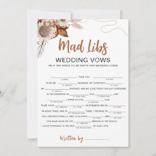 Rückgang der Liebe   Mad libs Brautparty Game Card Einladung
