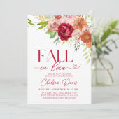 Rückgang der Liebe Marsala Blume Brautparty Einladung (Stehend Vorderseite)