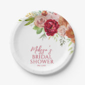 Rückgang der Liebe Marsala Blume Brautparty Pappteller (Vorderseite)