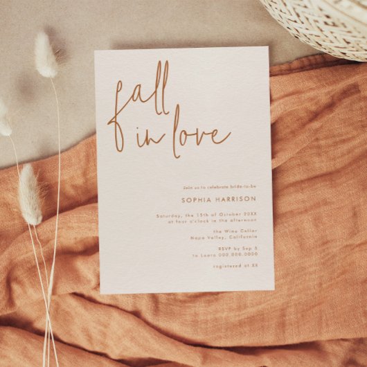 Rückgang der Liebe Minimalistisches erdales Brautp Einladung