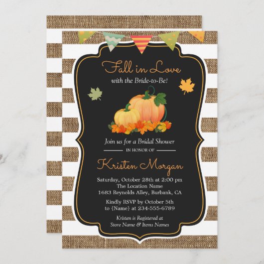 Rückgang der Liebe mit Brie zu sein Herbst Brautpa Einladung (Vorne/Hinten)