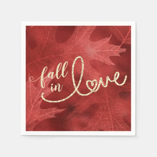 Rückgang der Liebe mit Herbst | Apfelrot und Gold Serviette (Vorderseite)