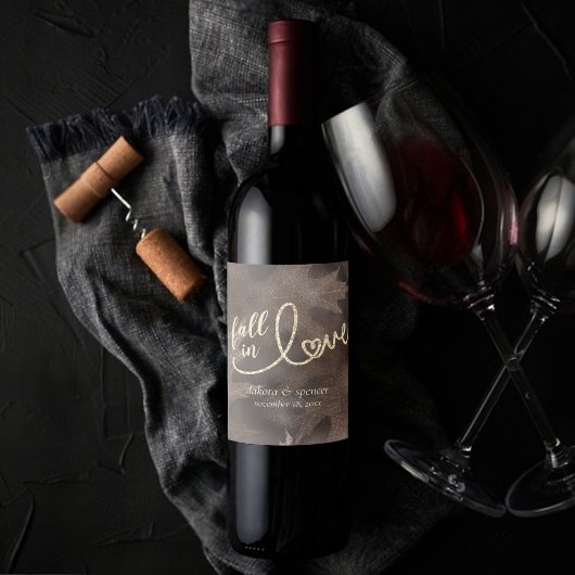 Rückgang der Liebe mit Herbst | Braun - und Goldho Weinetikett