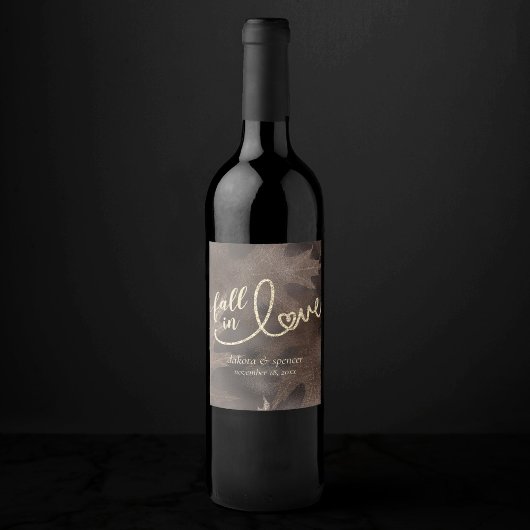 Rückgang der Liebe mit Herbst | Braun - und Goldho Weinetikett