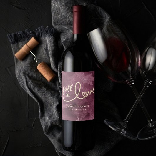 Rückgang der Liebe mit Herbst | Mulberry Gold Wedd Weinetikett