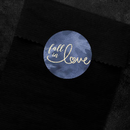 Rückgang der Liebe mit Herbst | Navy Blue und Gold Runder Aufkleber