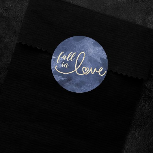 Rückgang der Liebe mit Herbst | Navy Blue und Gold Runder Aufkleber