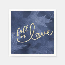 Rückgang der Liebe mit Herbst | Navy Blue und Gold Serviette
