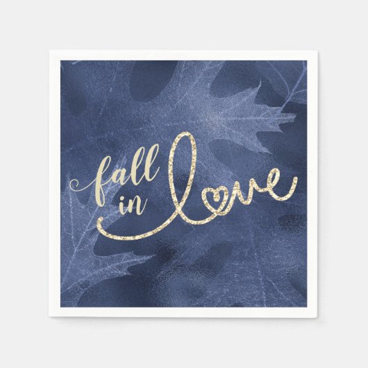 Rückgang der Liebe mit Herbst | Navy Blue und Gold Serviette (Vorderseite)