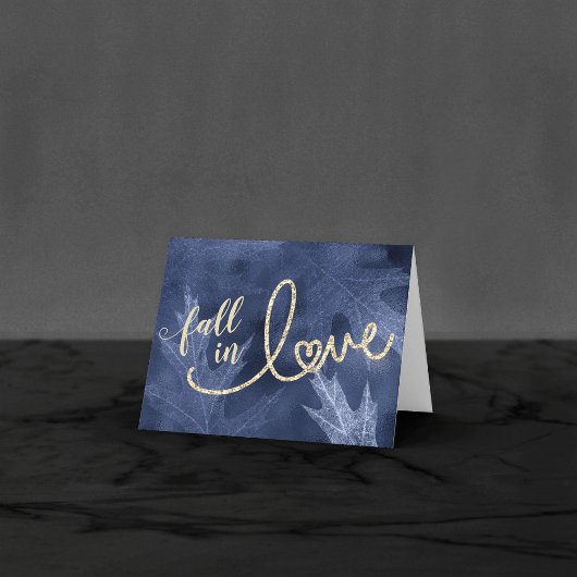 Rückgang der Liebe mit Herbst | Navy Blue Wedding  Dankeskarte