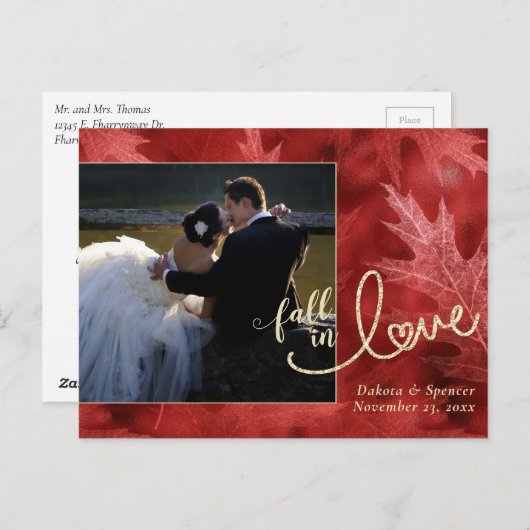 Rückgang der Liebe mit Herbst | Rotes Foto Vielen Postkarte (Vorne/Hinten)