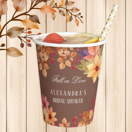 Rückgang der Liebe Mocha Herbst Brautparty Pappbecher