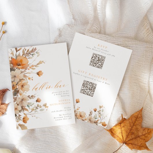 Rückgang der Liebe Orange & Brown Brautparty Einladung