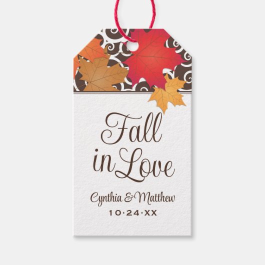 Rückgang der Liebe Orange Herbstleaves Hochzeitsmo Geschenkanhänger (Vorderseite)