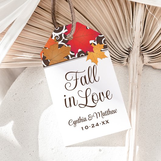 Rückgang der Liebe Orange Herbstleaves Hochzeitsmo Geschenkanhänger